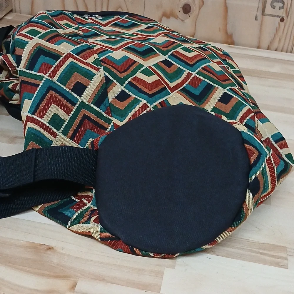DrumStuff By Mosa Geometric Canvas Duffel Bag in Teal, Rust & Cream